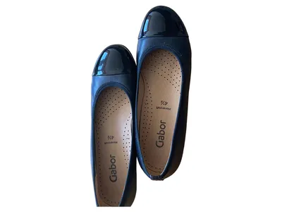 Gabor Damen Ballerinas Schwarz Gr. 4.5 Klassisch Leder Hovercraft