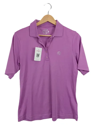 Adagio Damen Poloshirt Gr. 40 L Lila Casual Kurzarm Baumwolle