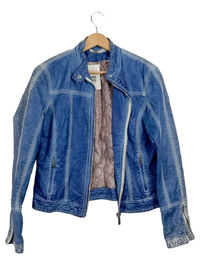 Laura Jo Damen Leichte Jacke Gr. 38 Blau Modisch Reißverschluss