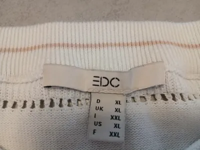 EDC by Esprit Damen Pullover Gr. XL Weiß Lochmuster Baumwolle Casual