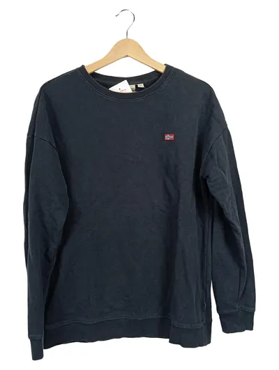 Napapijri Damen Pullover Gr. 36/S Schwarz Casual Langarm Baumwolle