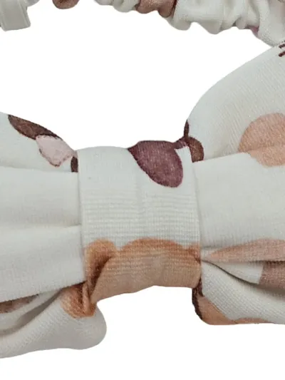 Monnalisa Haarband Schleife Herzmuster Beige Kinder NEU mit Etikett