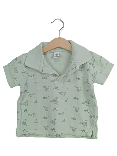 DOPO DOPO Kinder Poloshirt Gr. 92 Grün Tiermotiv Kurzarm
