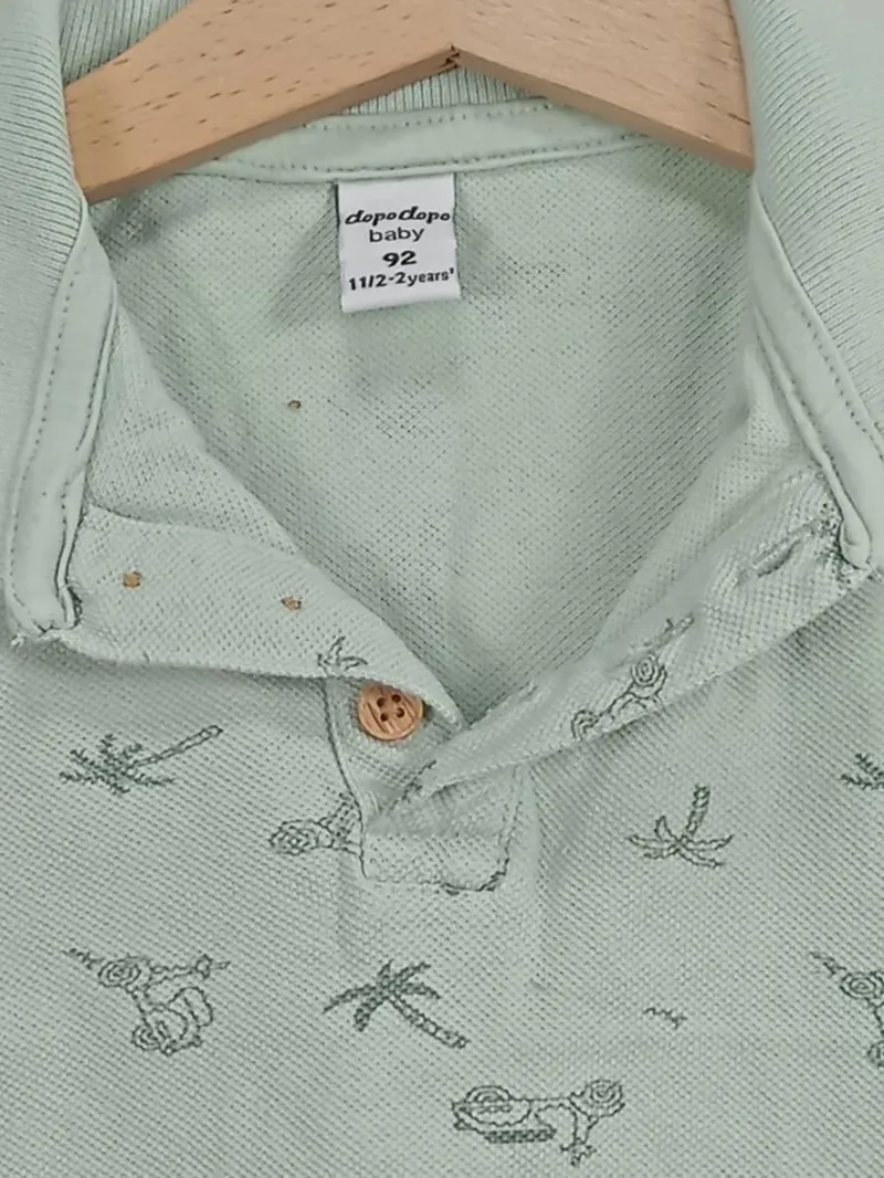 DOPO DOPO Kinder Poloshirt Gr. 92 Grün Tiermotiv Kurzarm 3