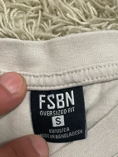 FSBN Herren T-Shirt Casual Beige Gr. 46/S Oversized Fit