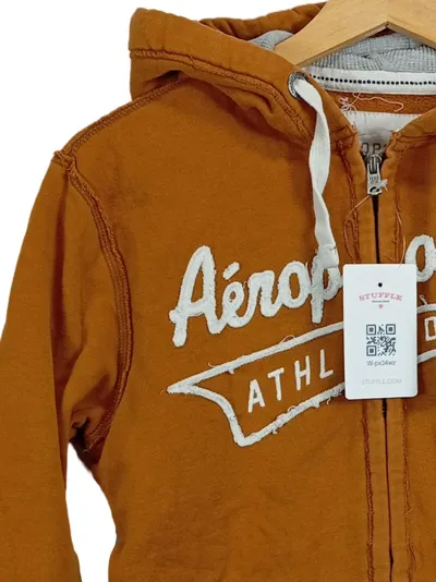 Aéropostale Damen Sweatjacke Kapuzenjacke Gr. XS/34 Cognac Athletic NY