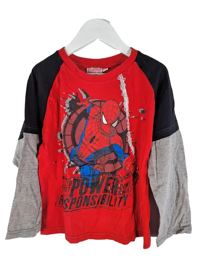 Spider-Man Kinder Pyjama Set Langarmshirt + Hose Gr. 122/128 Rot