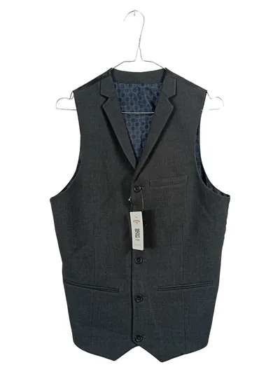 ASOS Anzugweste Herren Klassisch Business Grau Gr. 48 Polyester Ärmellos