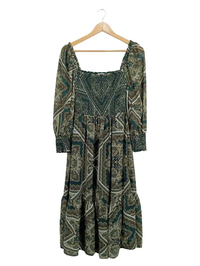 Apricot Damen Freizeitkleid Gr. S Paisley Boho Grün Langarm Midi