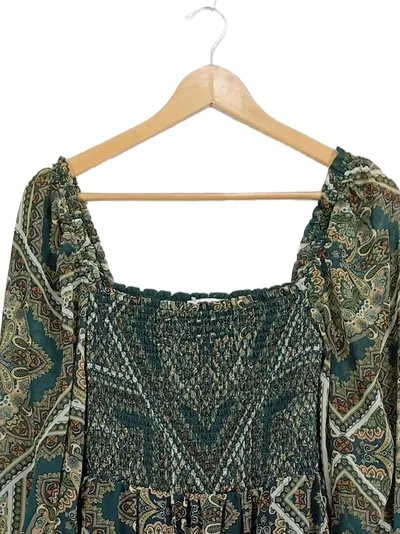 Apricot Damen Freizeitkleid Gr. S Paisley Boho Grün Langarm Midi