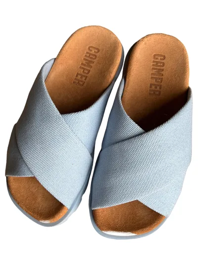 Camper Brutus Pantoletten Damen Textil Blau Gr. 35 Freizeit Slip-On