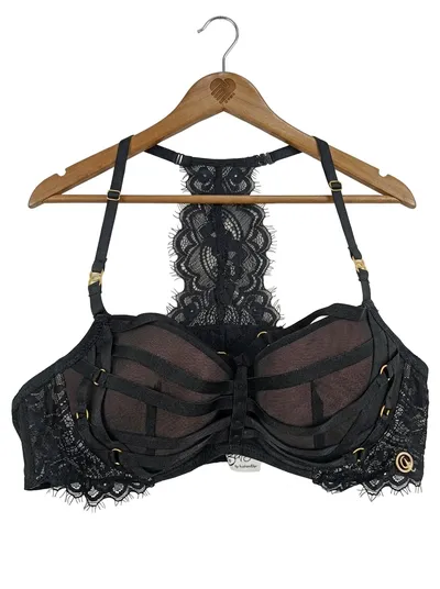 Hunkemöller Damen Unterwäsche Set BH 70C Thong Spitze Schwarz