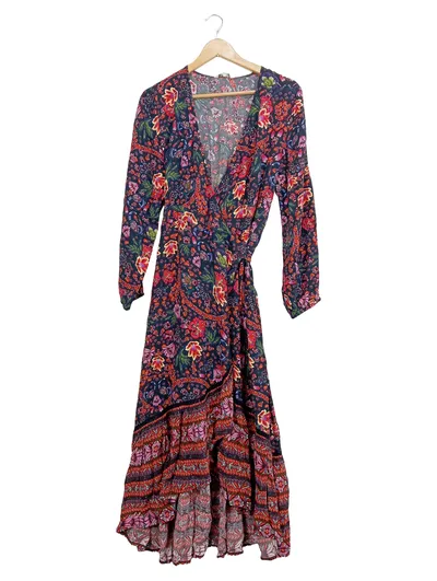 Frogbox Damen Wickelkleid Blumenmuster Gr. 36 Viskose Mehrfarbig Bohemian