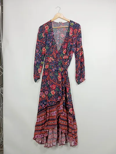 Frogbox Damen Wickelkleid Blumenmuster Gr. 36 Viskose Mehrfarbig Bohemian