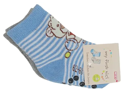 NICI My First Nici Babysocken Doppelpack Gr. 62/68 Blau Bär Motiv