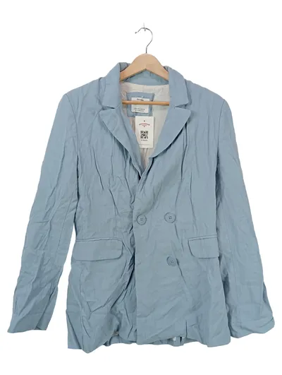 Bershka Damen Blazer Leichte Jacke Gr. M Hellblau Viskose Casual