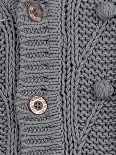 PAMPOLINA Strickjacke Mädchen Gr. 140 Grau Zopfmuster Baumwolle