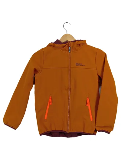Jack Wolfskin Kinder Fleecejacke Gr. 140 Orange Outdoor Herbst Winter Kapuze