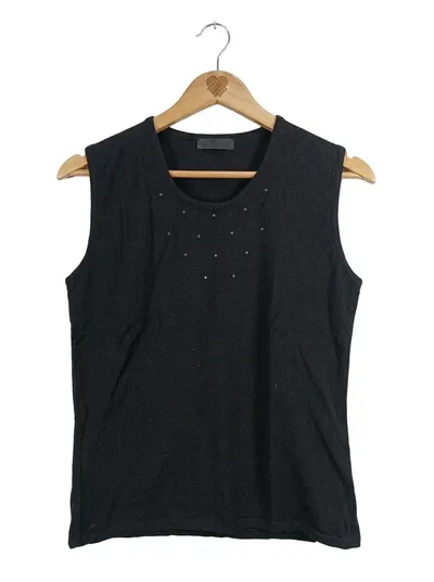 Fernando Pensato Damen Top Gr. 38 Schwarz Merino Wolle Strasssteine