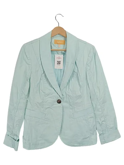 BiBA Damen Blazer Business Gr. 40/L Türkis Baumwolle Elasthan