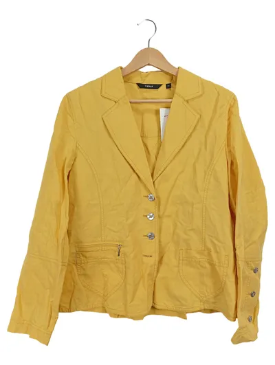 VERSI Damen Blazer Jacke Gelb Leinen Gr. 42 Modern Casual