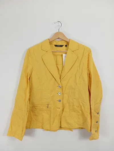 VERSI Damen Blazer Jacke Gelb Leinen Gr. 42 Modern Casual