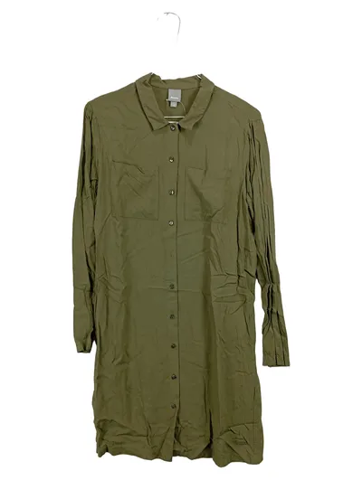 Bench. Damen Hemdblusenkleid Oliv Gr. XS Viskose Langarm Casual