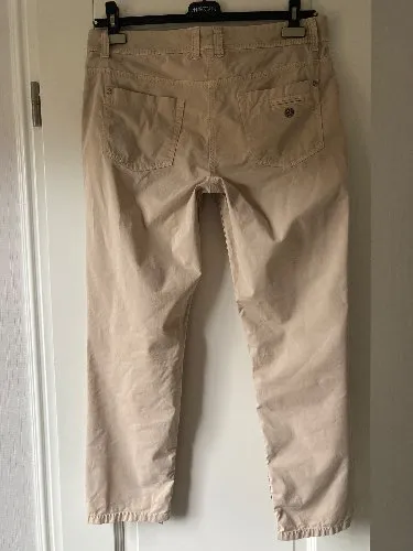 CAMBIO Damen Stoffhose Beige Casual Uni Gr. W35/44/XXL Baumwolle Elasthan