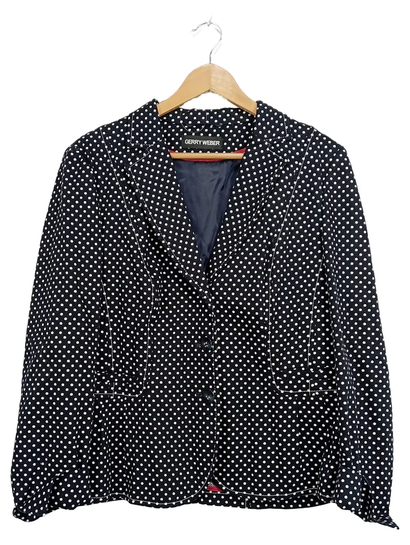 GERRY WEBER Damen Blazer Gr. 42 Schwarz Weiß Punkte Polka Dots 1
