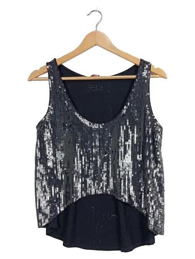 GUESS Damen Pailletten Top Schwarz Gr. 36/S Glamourös Party