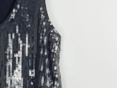 GUESS Damen Pailletten Top Schwarz Gr. 36/S Glamourös Party