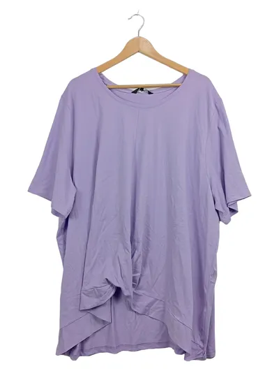 Ulla Popken T-Shirt Damen Gr. 58/60 Lila Oversize Knoten Baumwolle