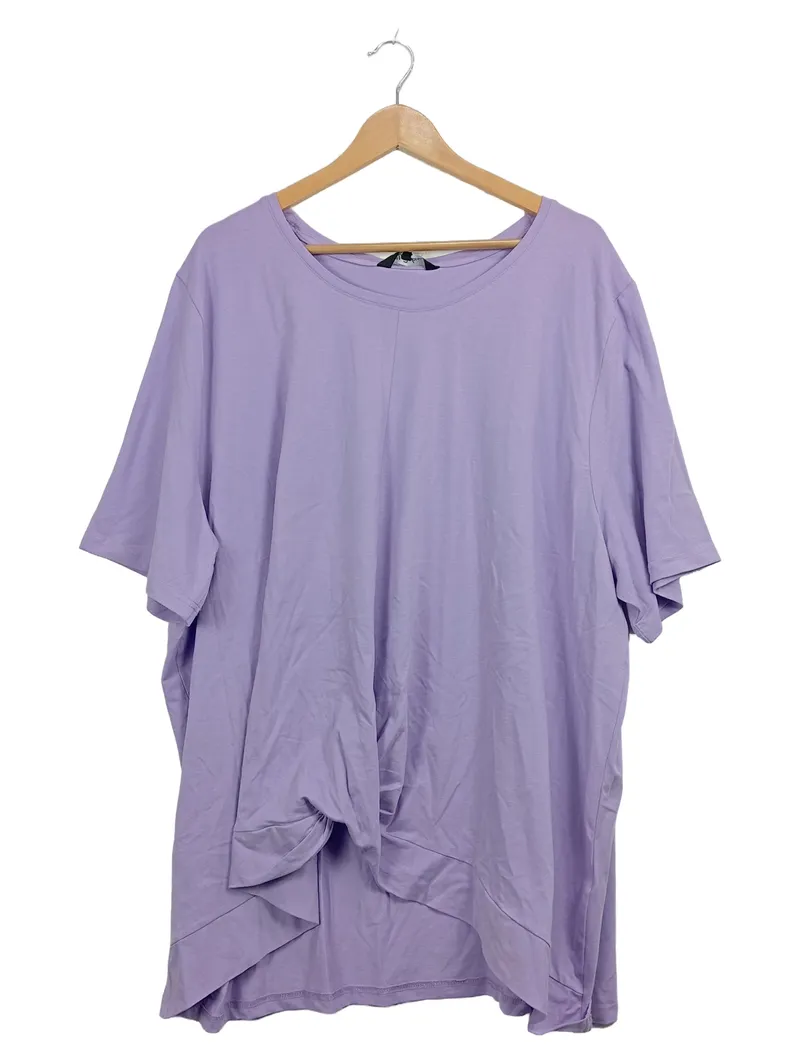 Ulla Popken T-Shirt Damen Gr. 58/60 Lila Oversize Knoten Baumwolle 1