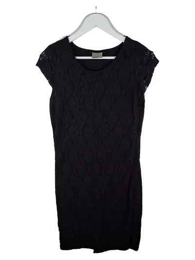 Vero Moda Spitzenkleid Damen L floral elegant kurzarm schwarz Midikleid