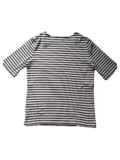 Maison 123 Damen T-Shirt Gr. 36/S gestreift Bubikragen schwarz weiß