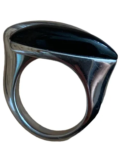 Fossil Damen Ring Edelstahl Onyx Schwarz Gr. 12