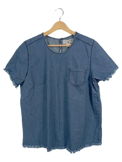 Rick Cardona Damen Jeans T-Shirt Gr. 42/XL Blau Fransen Casual