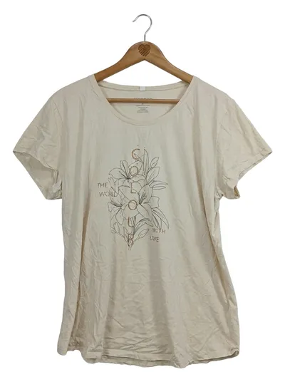 ever.me Damen T-Shirt Baumwolle Floral Kurzarm Beige Gr. XL 44