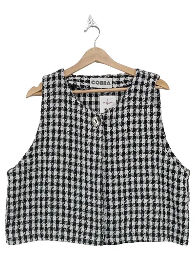 Cobra Damen Anzugweste kariert Gr. 38 Elegant Business Schwarz