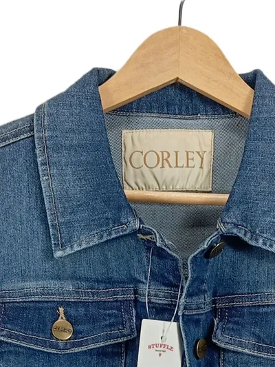 Corley Damen Jeansjacke Gr. 40/L Blau Baumwolle Stretch Casual