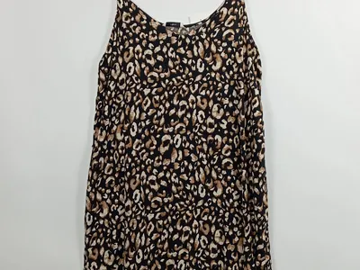 Pigalle Sommerkleid Damen Midikleid Animal Print Leo Trägerkleid Gr. 40 L
