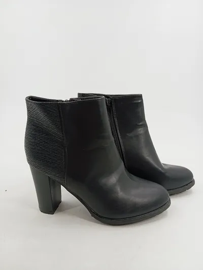 Poti Pati Damen Stiefeletten Schwarz Gr. 38 Blockabsatz Elegant Reißverschluss