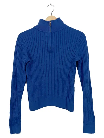 Jones New York Damen Pullover Gr. 38/M Blau Casual Zopfstrickmuster