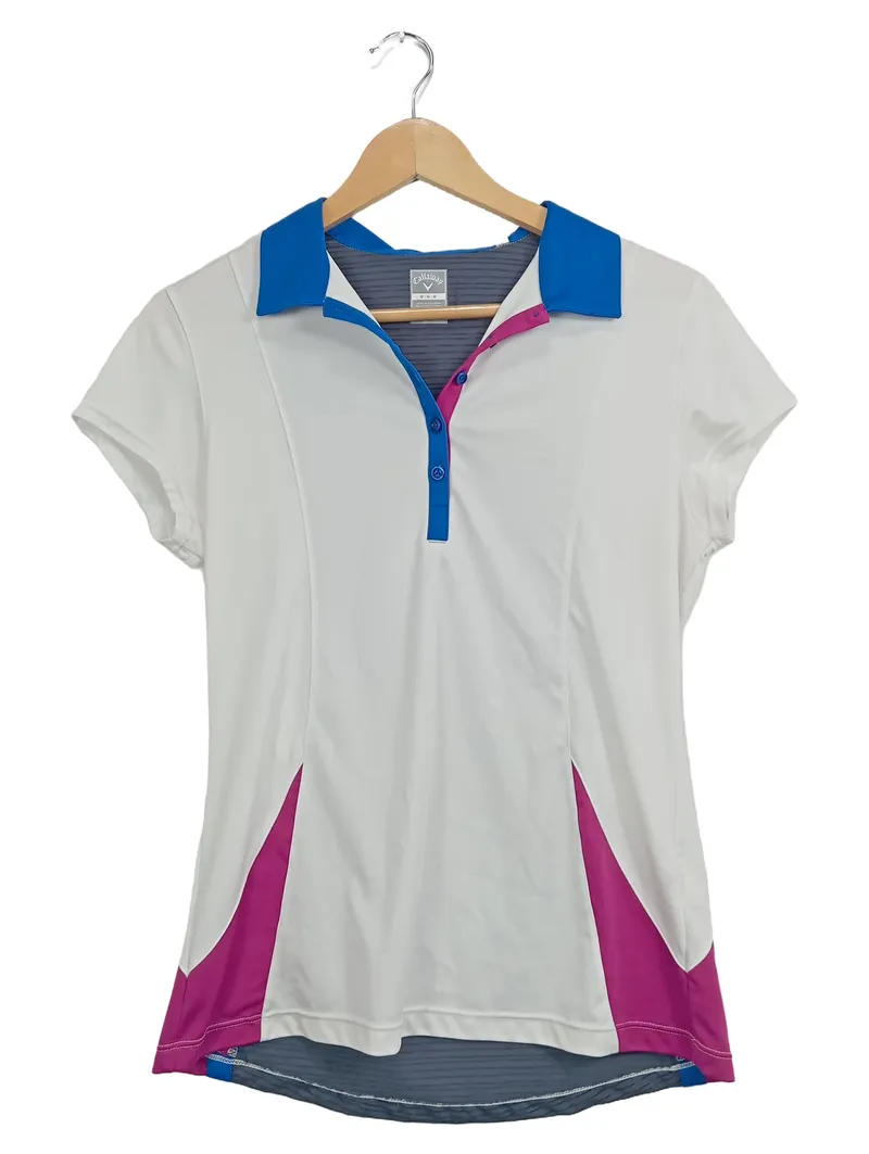 Callaway Damen Poloshirt Golf Gr. 38 Weiß Sportlich Kurzarm 1