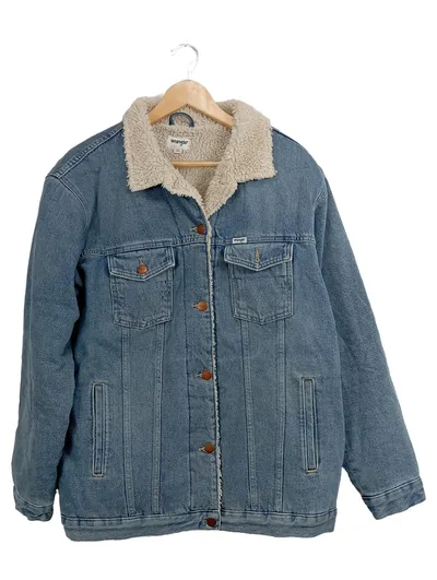 Wrangler Jeansjacke Herren Gr. 48;M Blau mit Sherpafutter Casual