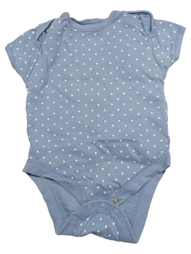 Early Days Baby Body Gr. 68 Blau Herzmuster Kurzarm Baumwolle 1