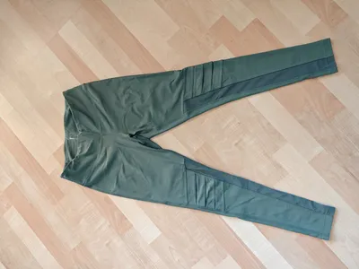 MONDETTA Damen Leggings Gr. 36 Oliv Sportlich mit Raffungen