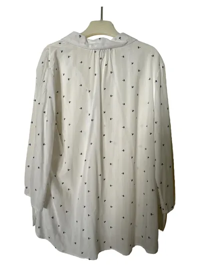 Zabaione Bluse Tunika Gr. 40 L Weiß Viskose Palmen Pailletten 3/4 Arm Sommer