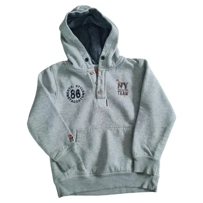 STACCATO Kinder Kapuzenpullover Jungen Gr. 104 Grau Logo-Print Freizeit