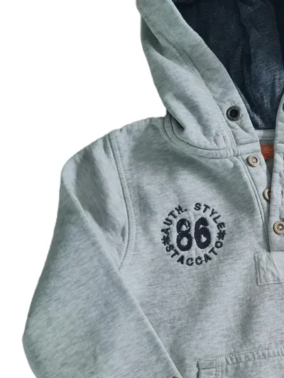 STACCATO Kinder Kapuzenpullover Jungen Gr. 104 Grau Logo-Print Freizeit